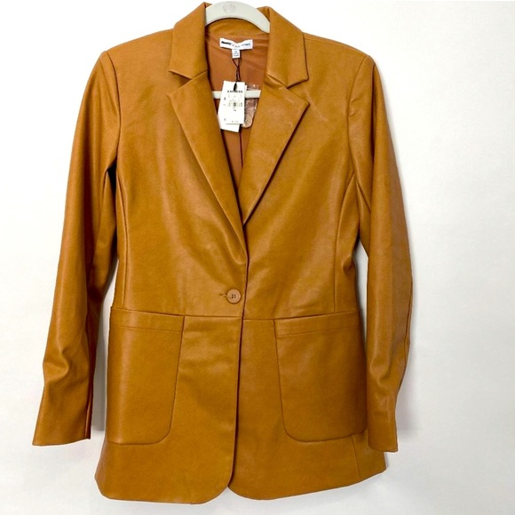 NWT Express L Buttery Vegan Oversized Brown/Tan Negin Mirsalehi Blazer - Picture 6 of 7